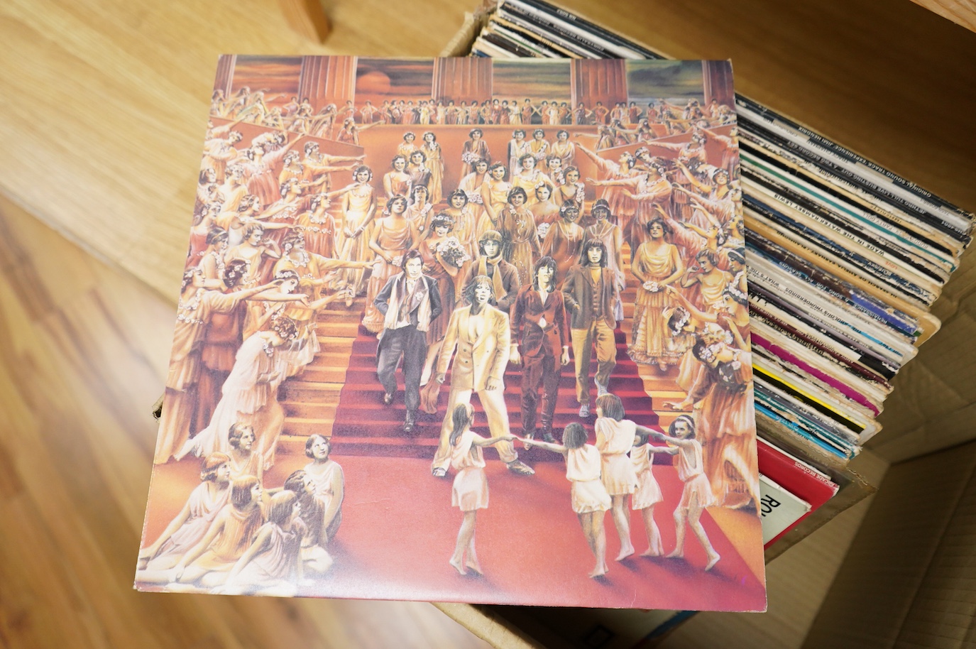 Fifty-four 1970s LP record albums, artists include; The Rolling Stones, the Butterfield blues band, The Who, the Jam, Alan Price, The Velvet Underground, Thin Lizzy, Creedence Clearwater Revival, Jethro Tull, Tracy Chapm